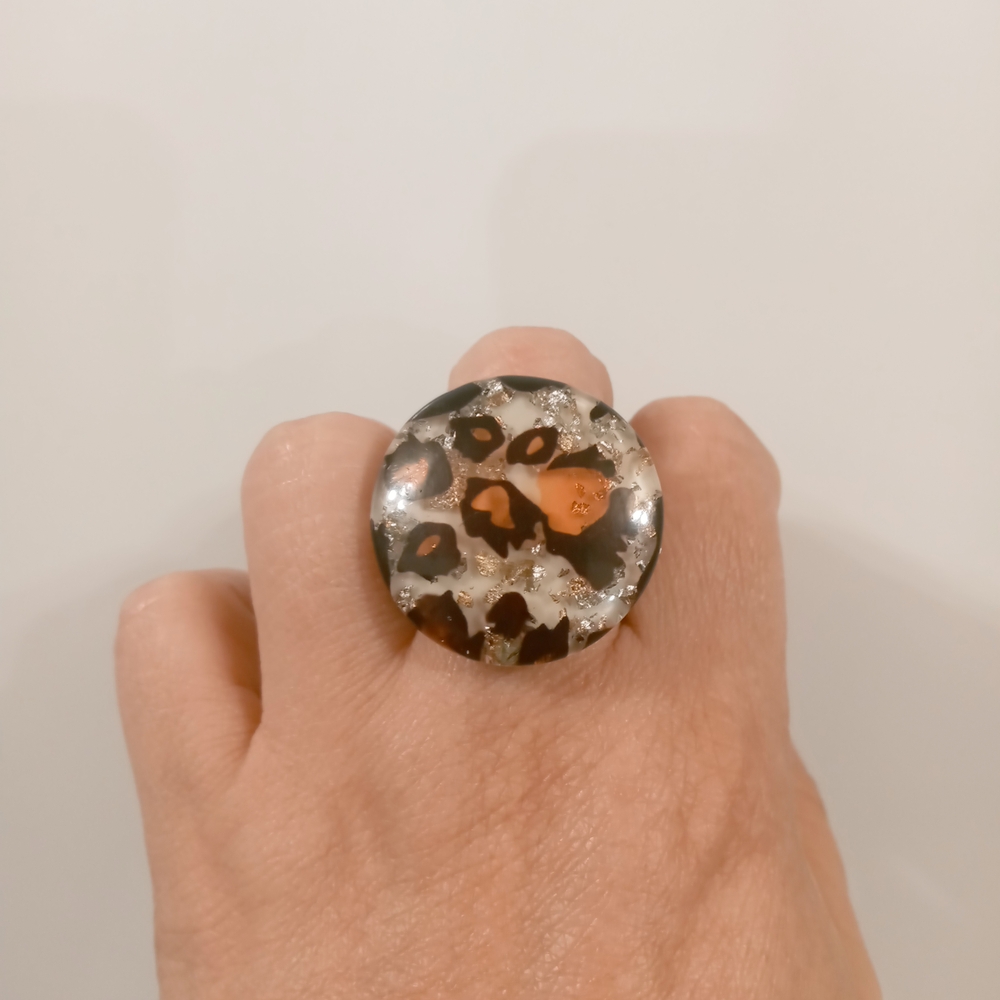 Vintage Leopard Print Statement Ring - image 1